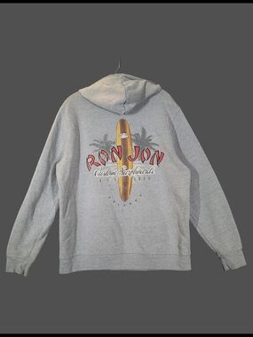 Vintage Ron Jon Surf Shop Hoodie Large Gray Orlando Surfboards Graphic